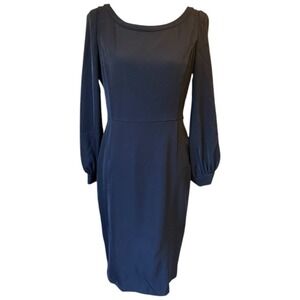 Lafayette 148 New York Black‎ Sheath Dress Long Sleeve Cut Out Detail Size S